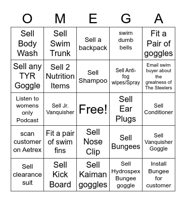SWIM BINGO Card
