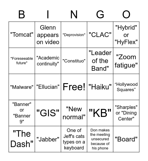 ITS Bingo Card