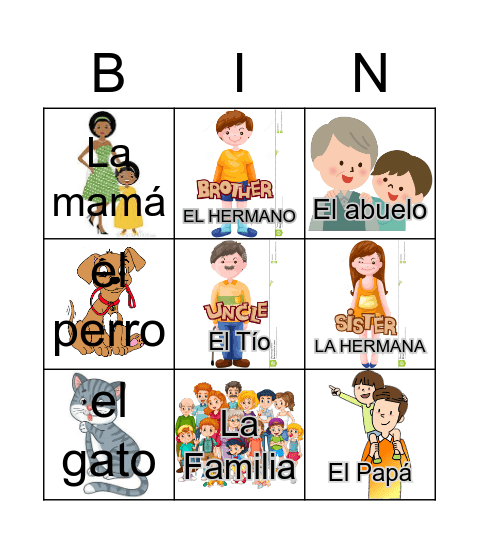 LA FAMILIA Bingo Card