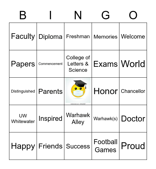 Graduation Bingo Card