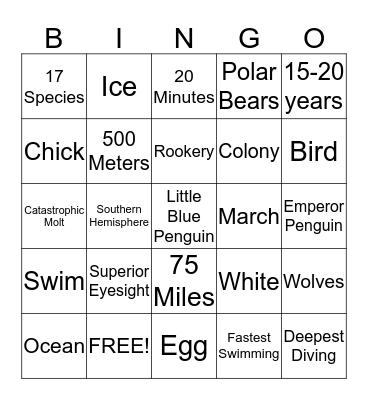 PENGUIN BINGO Card