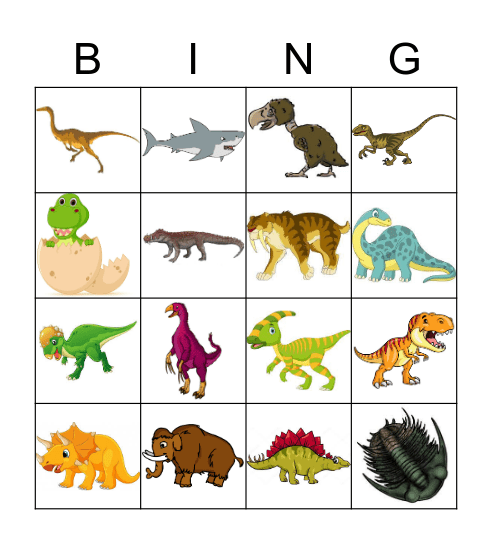 Prehistoric Bingo Card