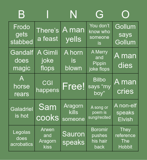 there’s actually a hobbit named bingo did you know? Bingo Card