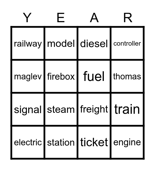 Railways Bingo Card