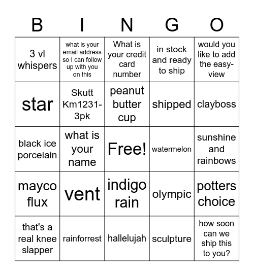 sales bingo Card