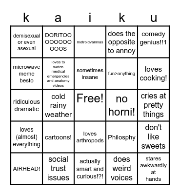 Bingo kaiku! thingy! Bingo Card