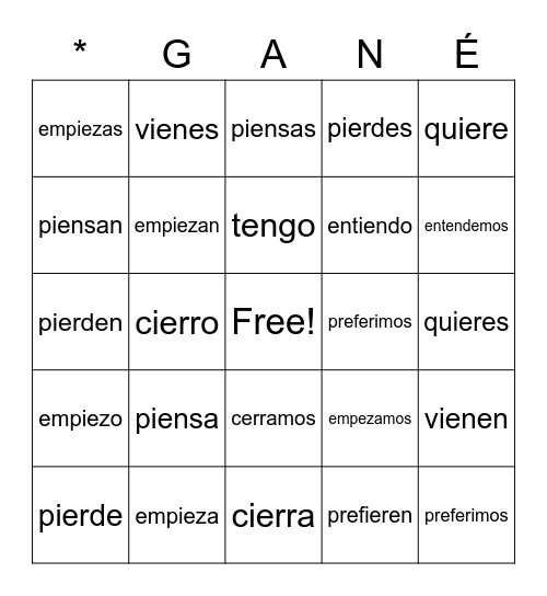 GANÉ Bingo Card