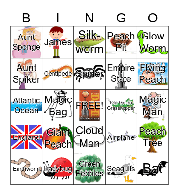 James and The Giant Peach Bingo Card