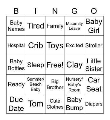 Meg's Baby Bingo Card