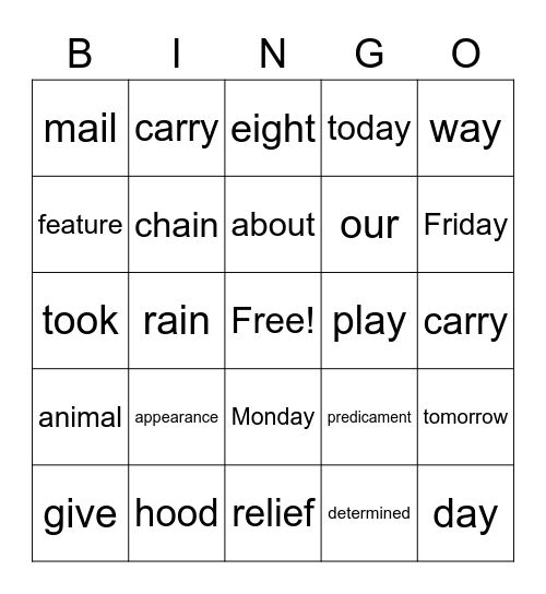 Unit 4 Week 1 Bingo Card