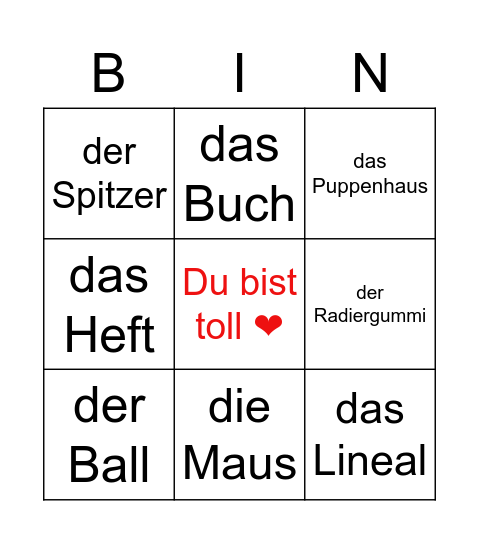 Die Schulsachen - Hallo Anna 1 Bingo Card