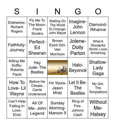 Music Sing-o Bingo Card