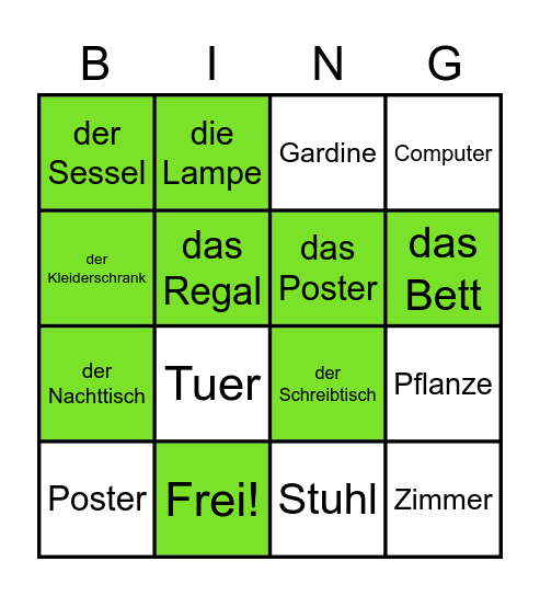 Mein Zimmer Bingo Card