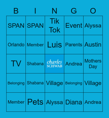 SPAN Bingo Card