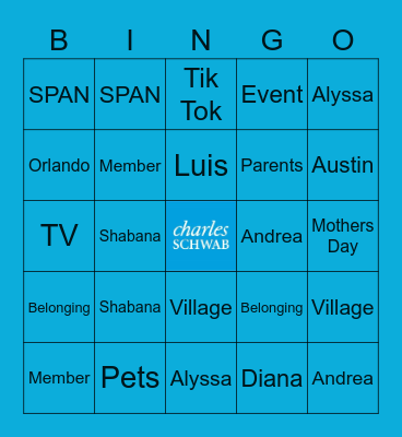 SPAN Bingo Card