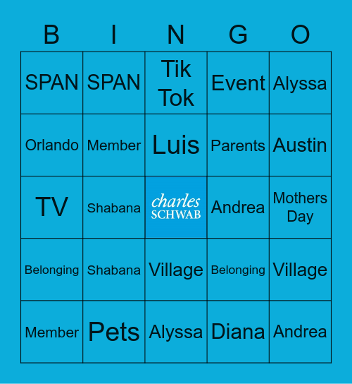 SPAN Bingo Card