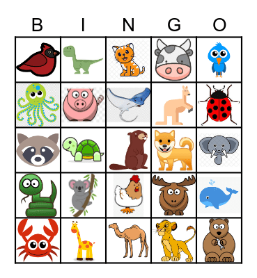 Animals Bingo Card