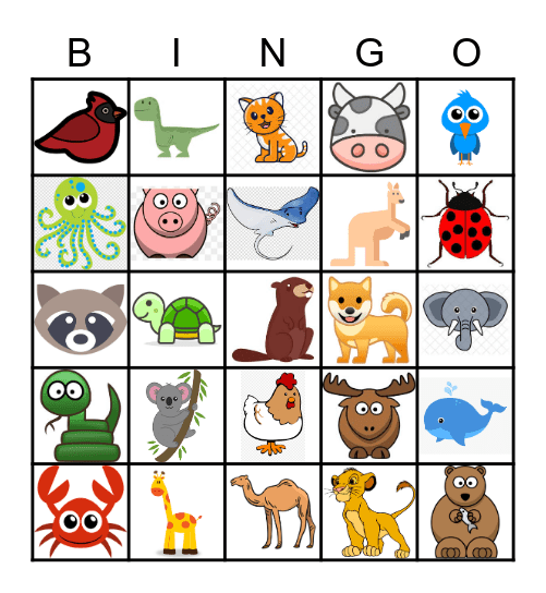 Animals Bingo Card