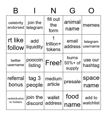 Airdrop Bingo Card