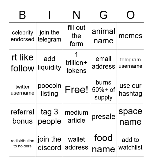 Airdrop Bingo Card
