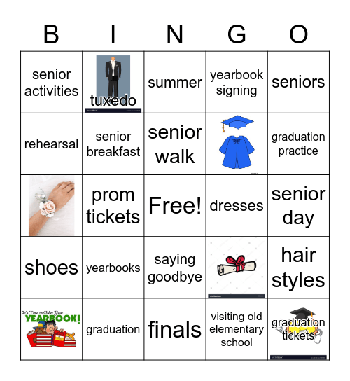 End of Year Activities Bingo Card