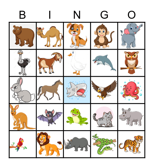 Animal Bingo Card