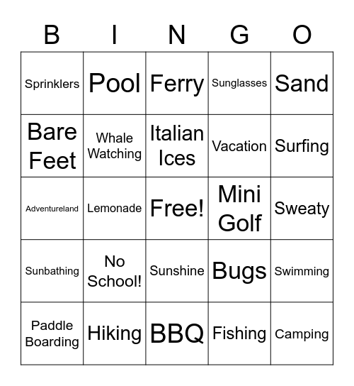 Summer! Bingo Card