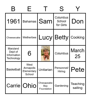 Betsy Bingo Card