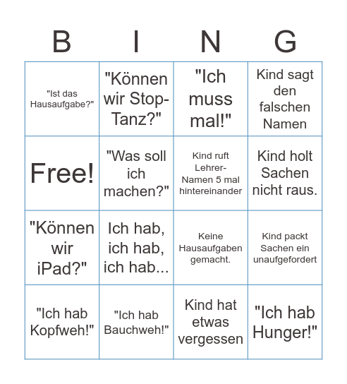 Freitags-Bingo Card