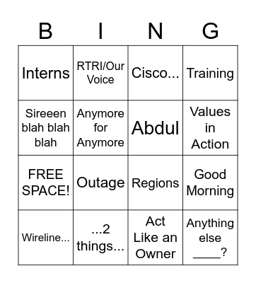 JC Staff - Reason to Pay Attention Bingo Card