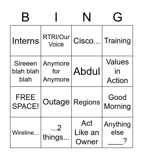 JC Staff - Reason to Pay Attention Bingo Card