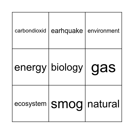 SAVE THE PLANET Bingo Card