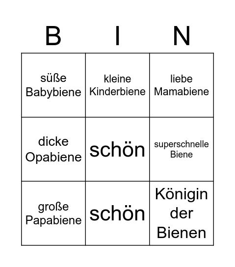 Guck mal diese Biene da! Bingo Card