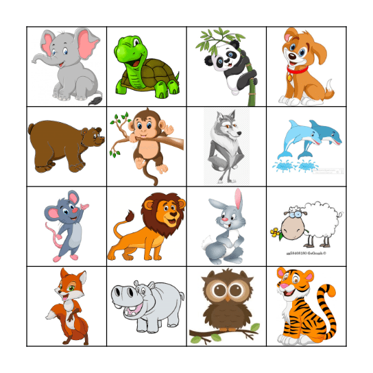 ANIMALS Bingo Card