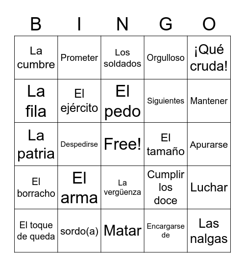 Voces Inocentes (Lista 1) Bingo Card
