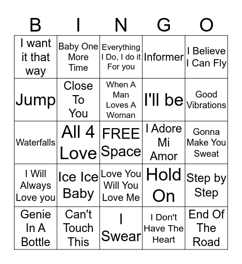 Unos Bingo Card