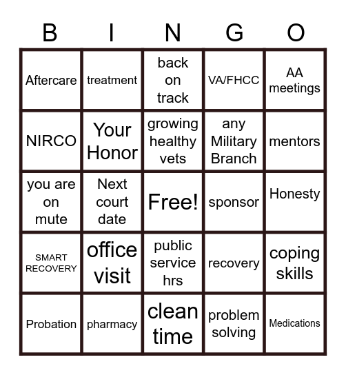 VTAC Buzz word BINGO Card
