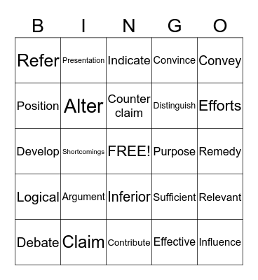 Quarter 3 Vocabulary Bingo Card