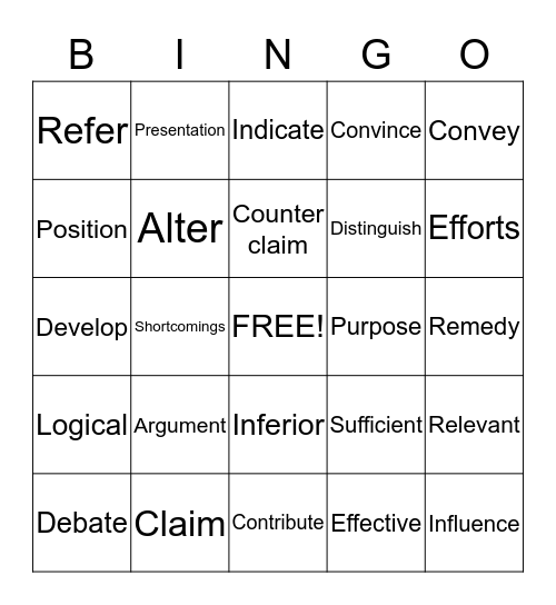 Quarter 3 Vocabulary Bingo Card