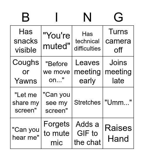 C&I Huddle Bingo Card