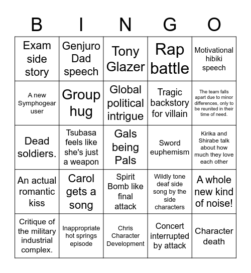 Symphogear AXZ Bingo Card