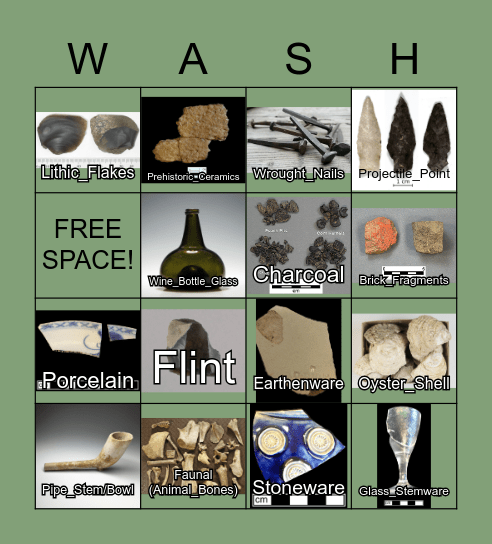 Archaeology BINGO Card