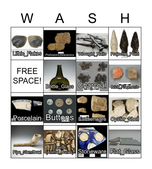 Archaeology BINGO Card