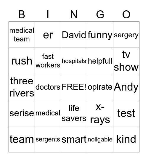 THREE RIVERS Bingo Card