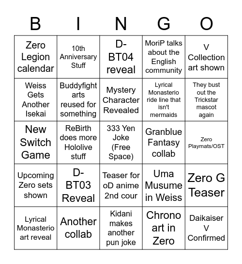 Untitled Bingo Card