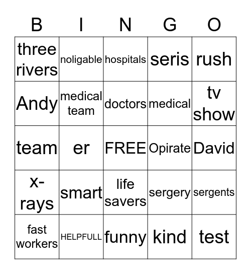 THREE RIVERS Bingo Card