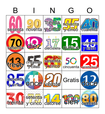 Spanish Numbers Bingo Card