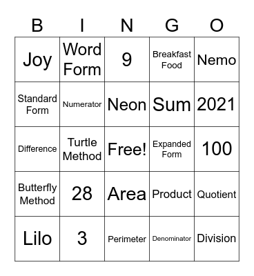 MATH AND RANDOMNESS BINGO Card