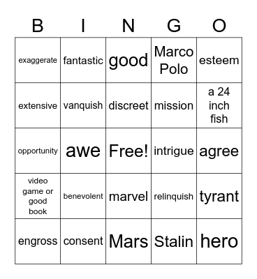 Level 6, Lesson 14 Bingo Card