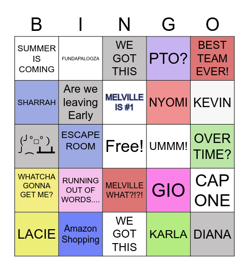 MELVILLE FUNDAY Bingo Card